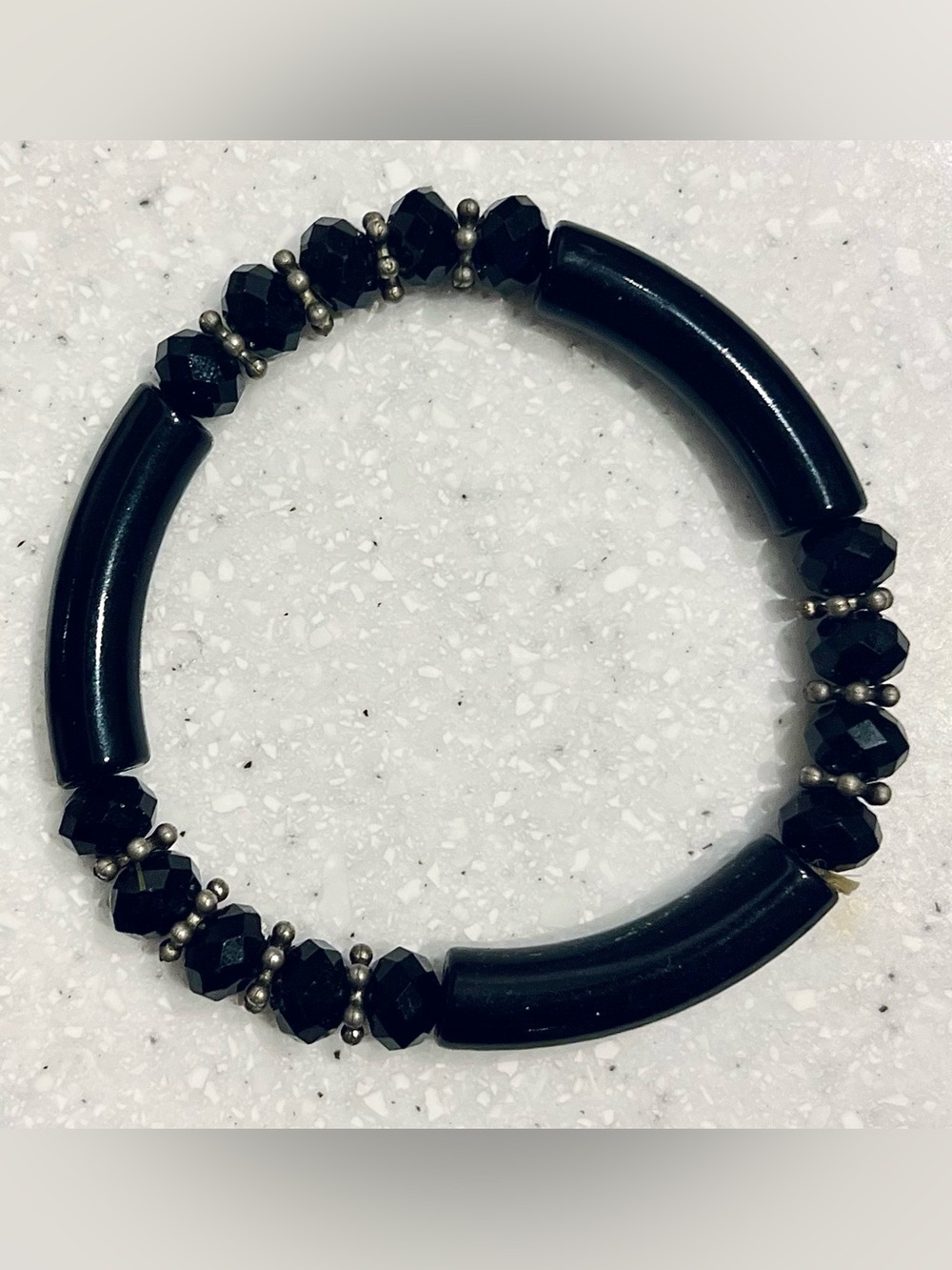 Vintage Y2K Black Beaded Stretch Bracelet